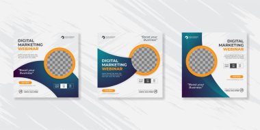 Dijital pazarlama canlı webinar ve kurumsal sosyal medya paylaşım şablonu