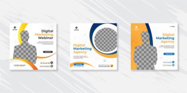 Dijital pazarlama canlı webinar ve kurumsal sosyal medya paylaşım şablonu