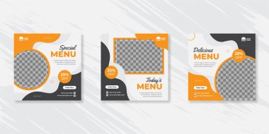 Gıda sosyal medya afiş leri şablon seti