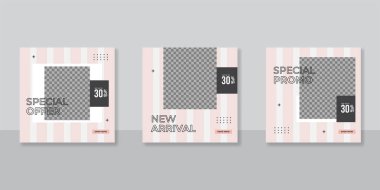 Sosyal medya mobilyası veya moda satışı için minimalist promosyon kare web pankartı