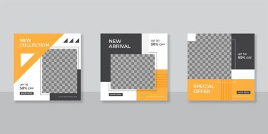 Sosyal medya mobilyası veya moda satışı için minimalist promosyon kare web pankartı