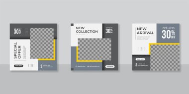 Sosyal medya mobilyası veya moda satışı için minimalist promosyon kare web pankartı