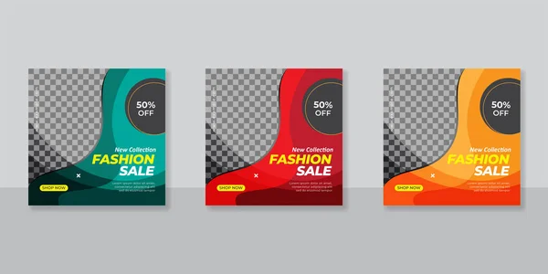 Modern Promotion Square Web Banner Fashion Social Media Mobile Apps — Stock vektor