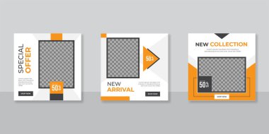 Sosyal medya mobil uygulamaları için modern promosyon kare web pankartı. Dijital pazarlama için kaliteli satış ve indirimli tanıtım arkaplanları