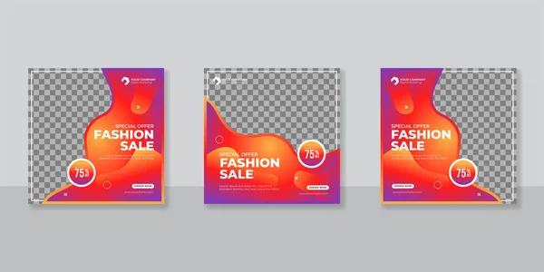 Fashion Sale Promotion Social Media Square Post Templates Design — Stok Vektör