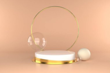 Soyut pastel renk arkaplanı, podyum için minimalist model, modern sahne, ekran veya vitrin, 3D görüntüleme.