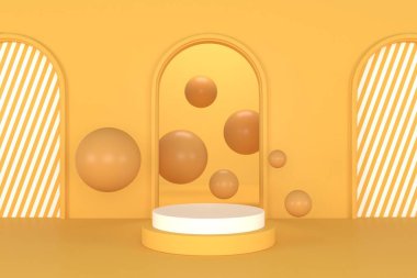 Soyut pastel renk arkaplanı, podyum için minimalist model, modern sahne, ekran veya vitrin, 3D görüntüleme.