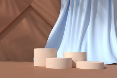 Soyut pastel renk arkaplanı, podyum için minimalist model, modern sahne, ekran veya vitrin, 3D görüntüleme.