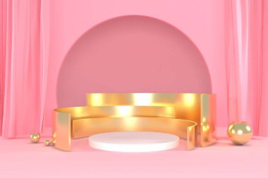Soyut pastel renk arkaplanı, podyum için minimalist model, modern sahne, ekran veya vitrin, 3D görüntüleme.
