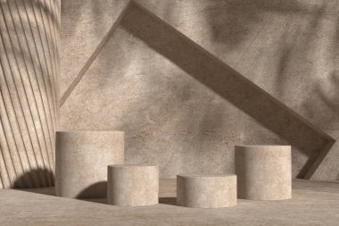 Soyut pastel renk arkaplanı, podyum için minimalist model, modern sahne, ekran veya vitrin, 3D görüntüleme.