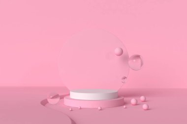 Soyut pastel renk arkaplanı, podyum için minimalist model, modern sahne, ekran veya vitrin, 3D görüntüleme.