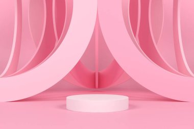 Soyut pastel renk arkaplanı, podyum için minimalist model, modern sahne, ekran veya vitrin, 3D görüntüleme.