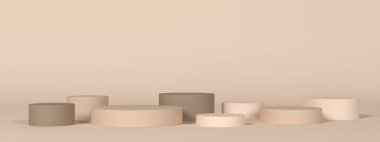 Soyut pastel renk arkaplanı, podyum için minimalist model, modern sahne, ekran veya vitrin, 3D görüntüleme.