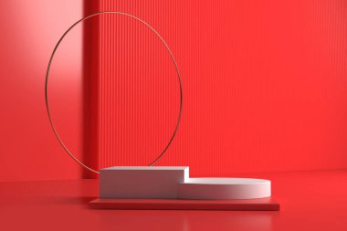 Soyut minimal sahne, redakte edilmiş minimal sahne, kozmetik veya ürün görüntüleme podyumu için pembe renk tasarımı 3d.