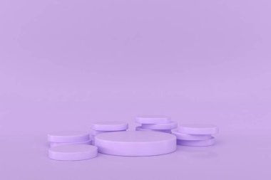 Soyut pastel renk arkaplanı, podyum için minimalist model, modern sahne, ekran veya vitrin, 3D görüntüleme.