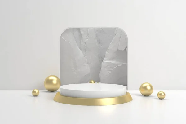 Soyut beyaz arkaplan, podyum için minimalist model, modern sahne, ekran veya vitrin, 3D görüntüleme.