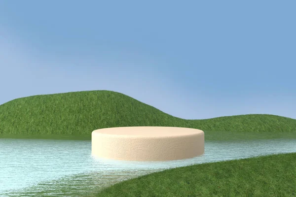 Soyut pastel renk arkaplanı, podyum için minimalist model, modern sahne, ekran veya vitrin, 3D görüntüleme.