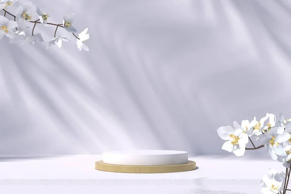 Soyut beyaz arkaplan, podyum için minimalist model, modern sahne, ekran veya vitrin, 3D görüntüleme.