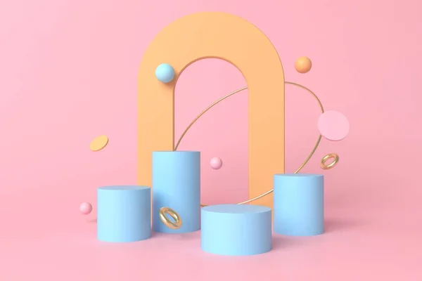 Soyut pastel renk arkaplanı, podyum için minimalist model, modern sahne, ekran veya vitrin, 3D görüntüleme.