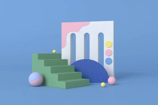 Soyut pastel renk arkaplanı, podyum için minimalist model, modern sahne, ekran veya vitrin, 3D görüntüleme.
