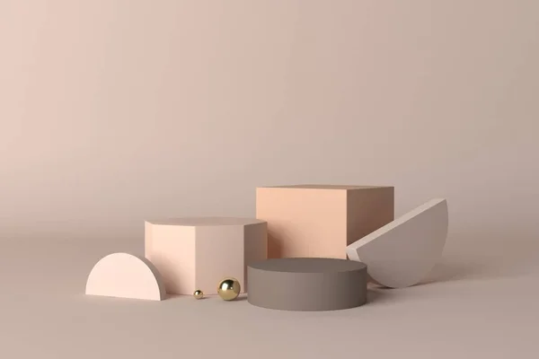 Kozmetik veya ürün görüntüleme podyumu için soyut minimal sahne, pastel renk tasarımı 3d.