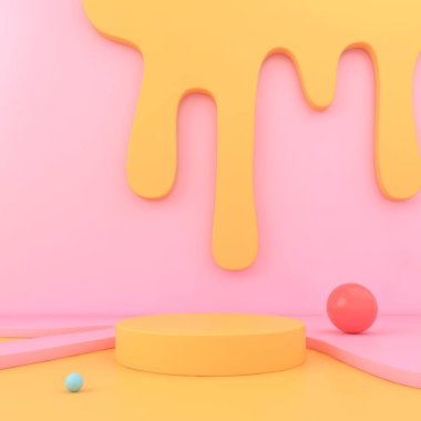 Asgari Soyut arkaplan, podyum için pastel renk modeli, modern sahne, ekran veya vitrin, 3D görüntüleme.