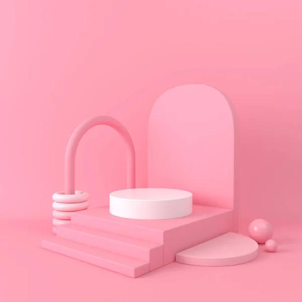 Abstract Minimal Scene Design Cosmetic Product Display Podium Render — Φωτογραφία Αρχείου