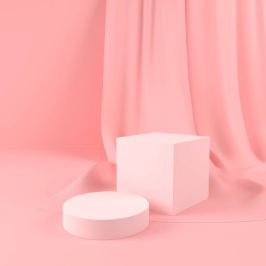 Soyut minimal sahne, kozmetik veya ürün görüntüleme podyumu 3D görüntüleme için tasarım.