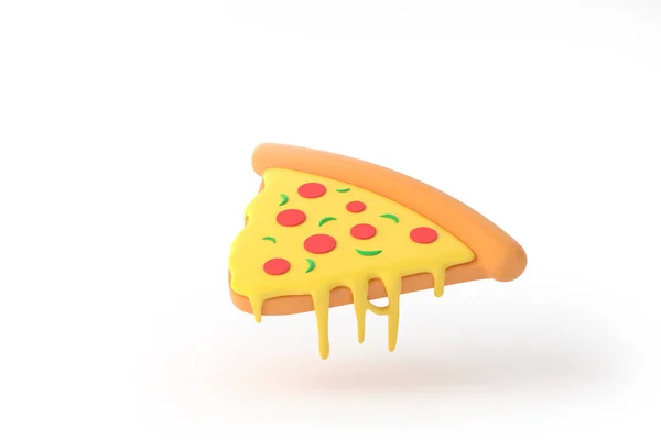 Pizza Minimalna Kreskówka Renderowania — Zdjęcie stockowe