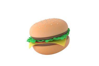 Hamburger 3D karikatür çizimi.
