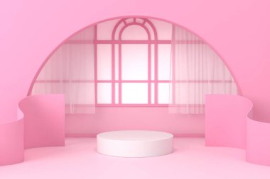 Soyut minimal sahne, kozmetik veya ürün görüntüleme podyumu 3D görüntüleme için tasarım.