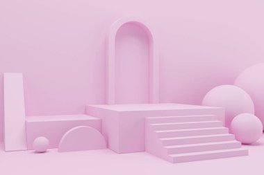 Soyut minimal sahne, kozmetik veya ürün görüntüleme podyumu 3D görüntüleme için tasarım.