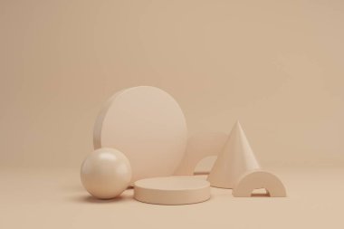 Soyut minimal sahne, kozmetik veya ürün görüntüleme podyumu 3D görüntüleme için tasarım.