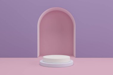 Soyut minimal sahne, kozmetik veya ürün görüntüleme podyumu 3D görüntüleme için tasarım.