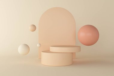 Soyut minimal sahne, kozmetik veya ürün görüntüleme podyumu 3D görüntüleme için tasarım.