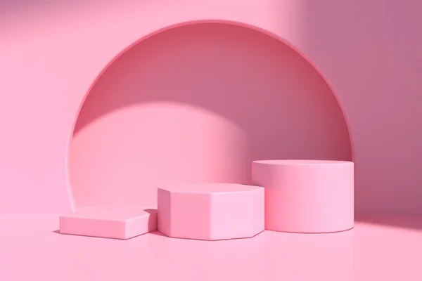 Αφηρημένη Ελάχιστη Σκηνή Ροζ Φόντο Σχεδιασμό Για Καλλυντικά Οθόνη Προϊόντος — Φωτογραφία Αρχείου