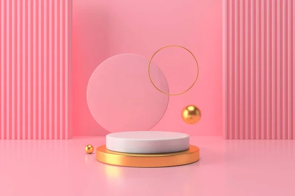 Abstract minimal scene, pink background design for cosmetic or product display podium 3d render.