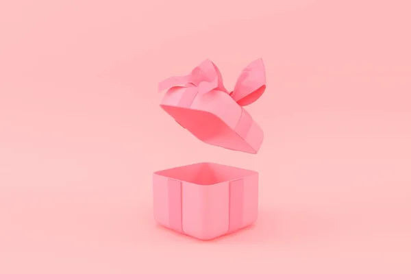 Geschenkdoos Met Strikjes Roze Achtergrond Rendering — Stockfoto