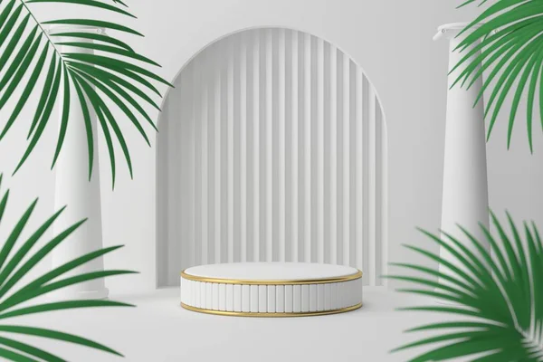 Soyut geometrik Taş ve Kaya sahnesi, kozmetik veya ürün gösterimi için tasarım 3D.