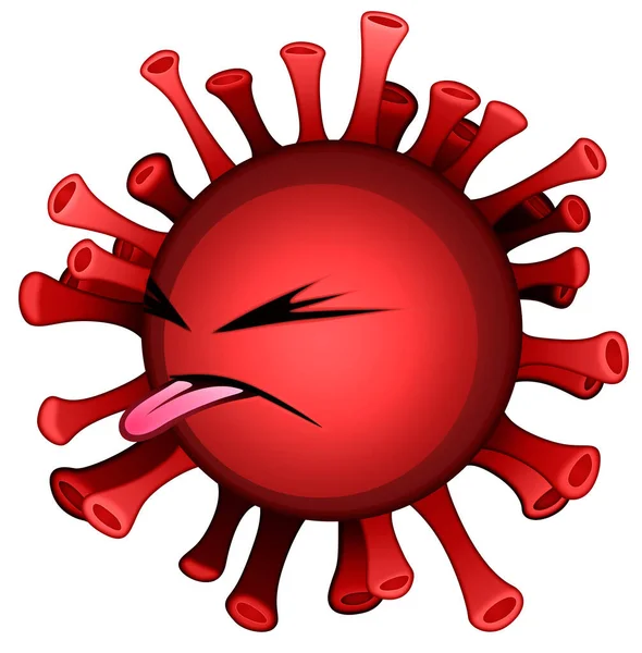 Ícone Vírus Cartoon Mocking Influenza Ilustração Isolada Coronavírus Vermelho Repugnante — Fotografia de Stock