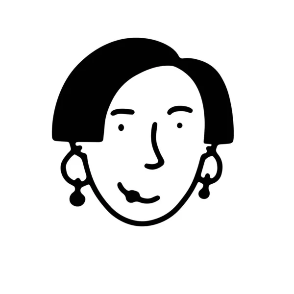 Doodle Mädchen Gesicht Handgezeichnete Umrisse Von Menschen Isoliert Auf Weißem — Stockvektor