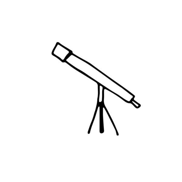 涂鸦望远镜图像 在白色背景上孤立的概略范围 用于空间探索的光学装置 天文仪器 科学发现 星象观测标志 矢量飞溅玻璃插图 — 图库矢量图片