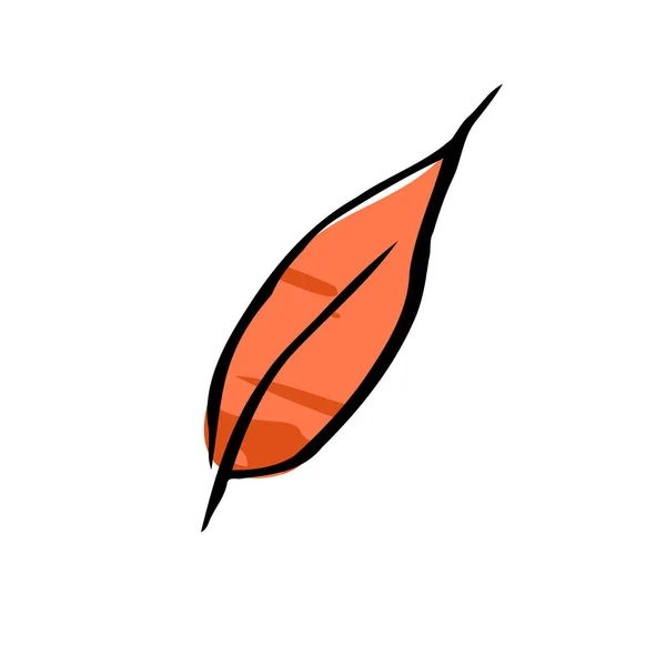 Höstskiss Orange Bläckblad Handritad Färg Strukturerad Ört Kvist Vit Bakgrund — Stock vektor