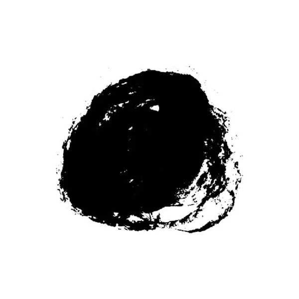 Векторная Круглая Кисть Черный Штрих Пятна Чернила Изображение Сухой Кисти — стоковый вектор
