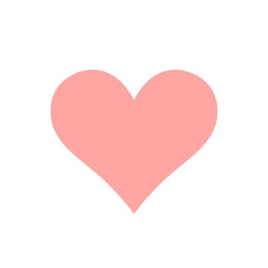 Beyaz arka planda izole edilmiş pembe simetrik kalp. Düğünler, baskılar, tişörtler, Sevgililer Günü kartları için minimalist illüstrasyon. Aşk, romantizm, duygular, ilişkiler. Vektör illüstrasyonu