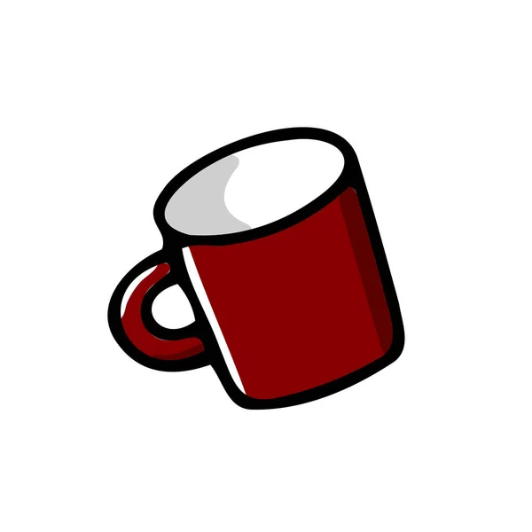 Doodle Coffee Cup Cute Hot Beverage Isolated White Background Red — Stock Vector