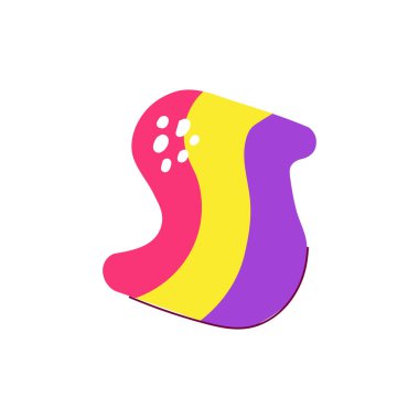 Beyaz arka planda çizgi film şekeri. Elle çizilmiş pembe tatlı. Renkli tatlı, marşmelov, marmelat. Şaka mı şeker mi işareti mi? Şekerli karamel. Çizgili bonbon. Vektör Kawaii yemek illüstrasyonu