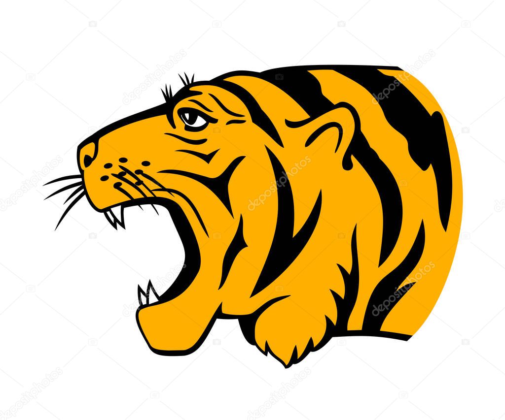 Tiger Head isolated on white background. 2022 year of tiger. Vector clipart isolited on white.