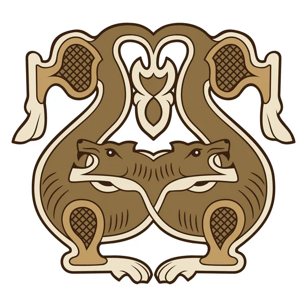 Wolf Combat. Traditional Slavic symbol. Vector clipart isolated on white.