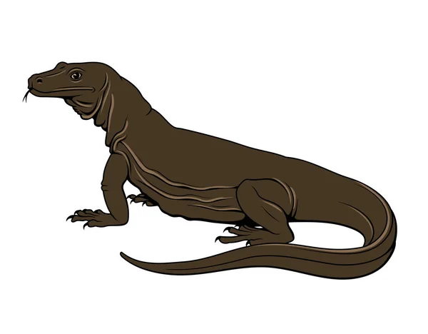 Komodo Waran Dragon Isolated White Vector Clipart — 스톡 벡터